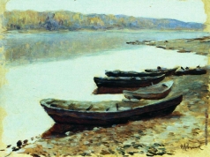 Левитан И. И. Волжский пейзаж. Лодки у берега