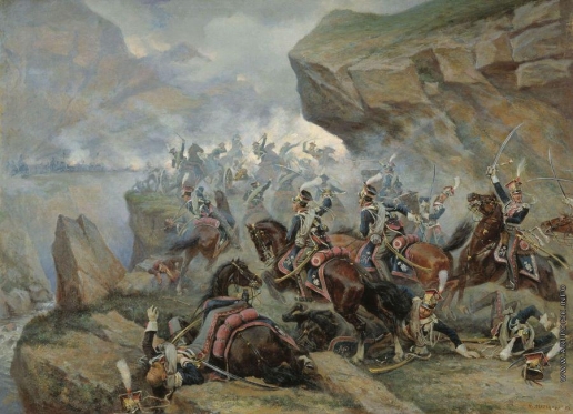 Мазуровский В. В. Атака 1-го Гвардейского польского уланского полка на испанскую батарею в сражении при Сомо-Сьерре 30 ноября 1808 года