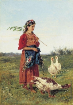 Маковский В. Е. Девочка с гусями