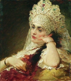Маковский К. Е. Девушка в жемчужном ожерелье. Конец 1880-х –