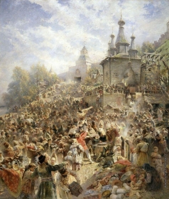 Маковский К. Е. Минин на площади Нижнего Новгорода, призывающий народ к пожертвованиям