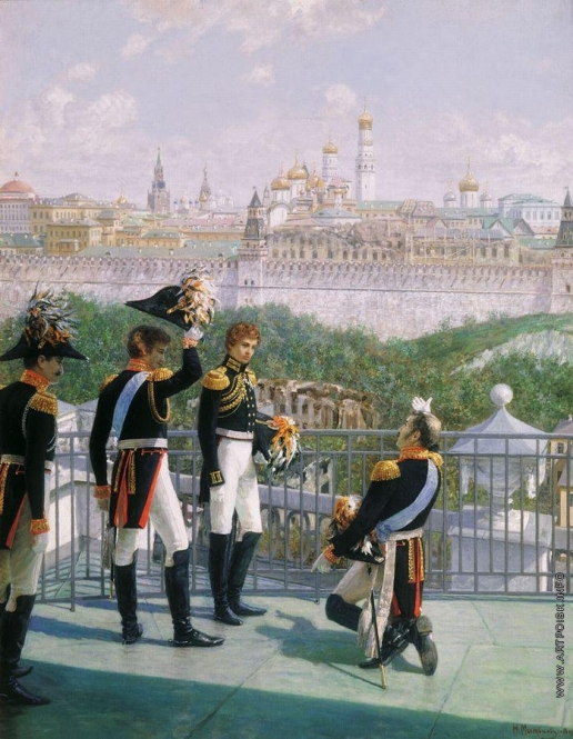 Матвеев Н. С. Король Прусский Фридрих Вильгельм III с сыновьями благодарит Москву за спасение его государства