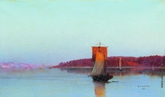 Мещерский А. И. Парусное судно при солнечном закате