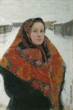Попов Л. В. Портрет жены в пестром платке