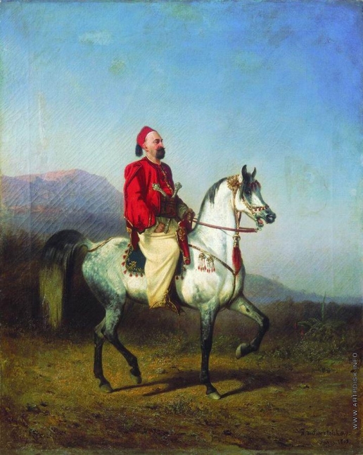 Сверчков Н. Е. Всадник в турецком костюме. Арабская порода