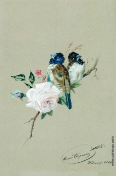Сверчков Н. Е. Две птицы на розе