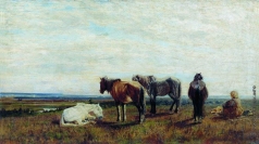 Сверчков Н. Е. Пасущиеся лошади