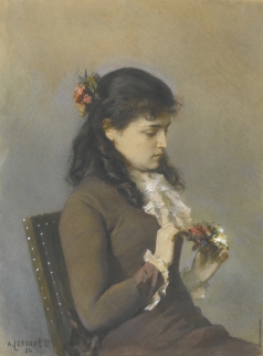 Соколов А. П. Портрет дочки художника с цветами