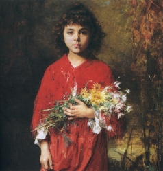 Харламов А. А. Портрет девочки с букетом цветов