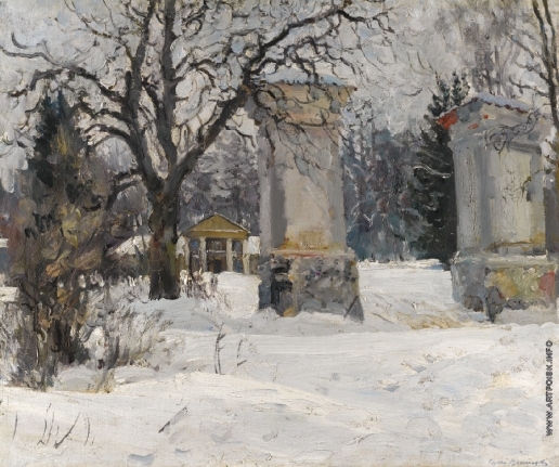 Виноградов С. А. Ворота в имение зимой