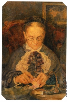 Врубель М. А. Портрет старушки Кнорре за вязанием