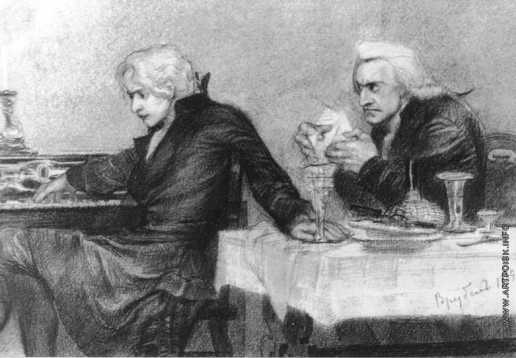 Врубель М. А. Сальери всыпает яд в бокал Моцарта